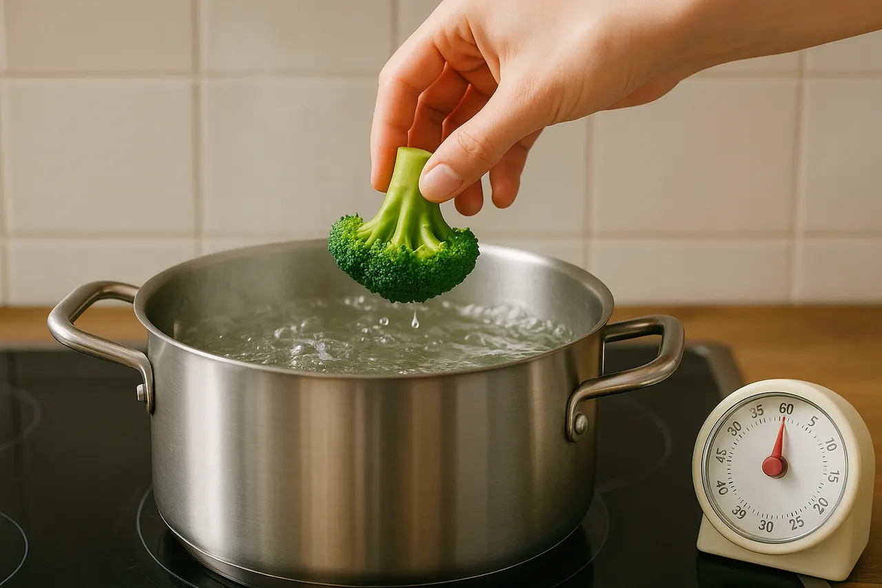 How to blanch and shock vegetables for bright color and texture — Step 4: Test a small piece first