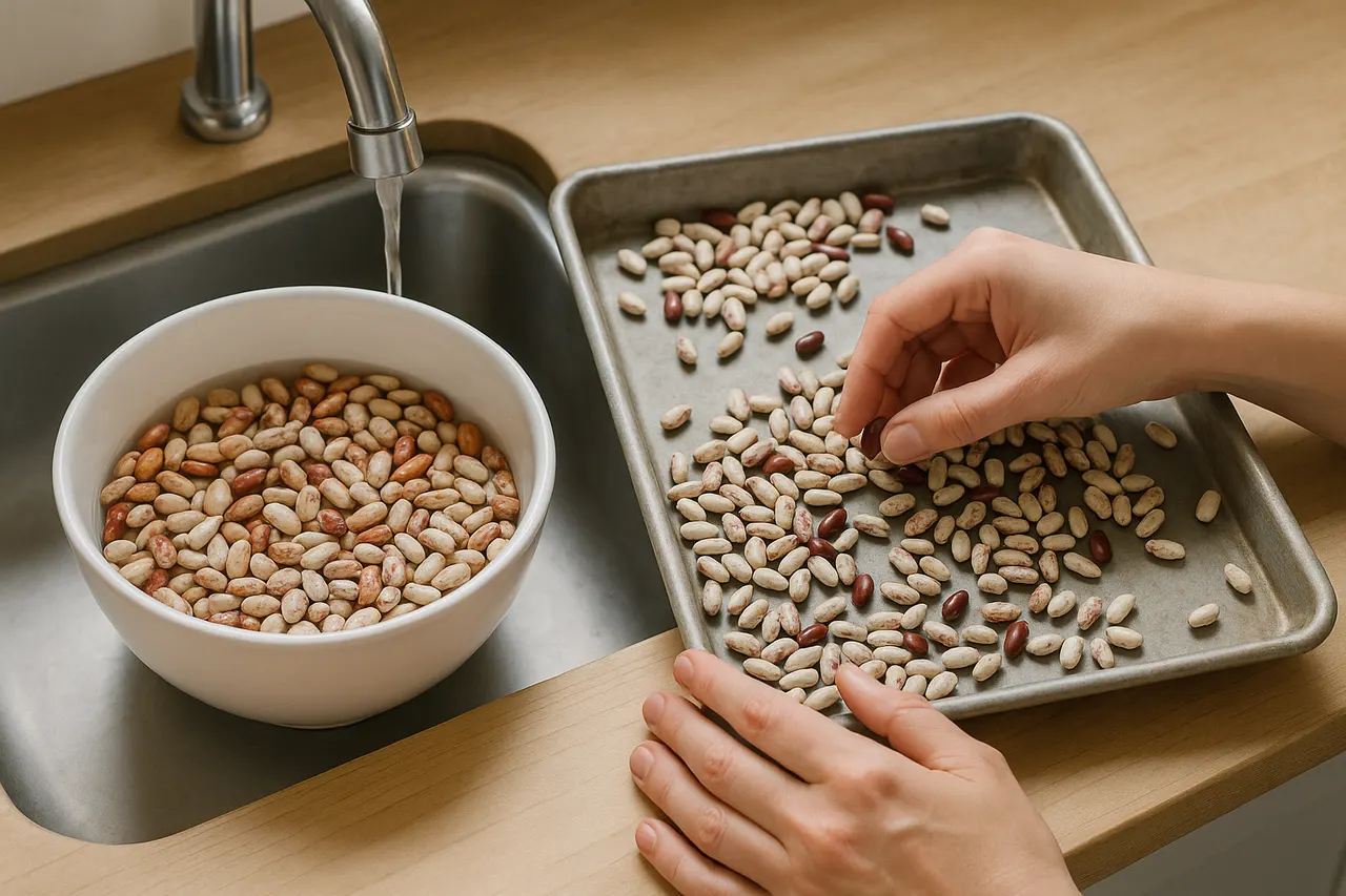 How to cook dried beans in a pressure cooker/Instant Pot — Step 1: Sort and rinse beans