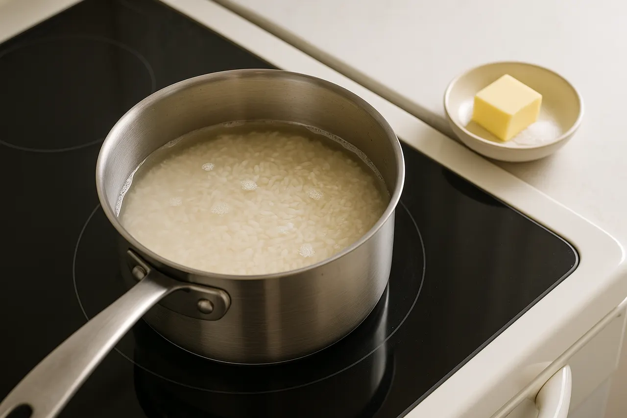 How to cook fluffy long-grain rice on the stovetop — Step 3: Combine rice and water in pot