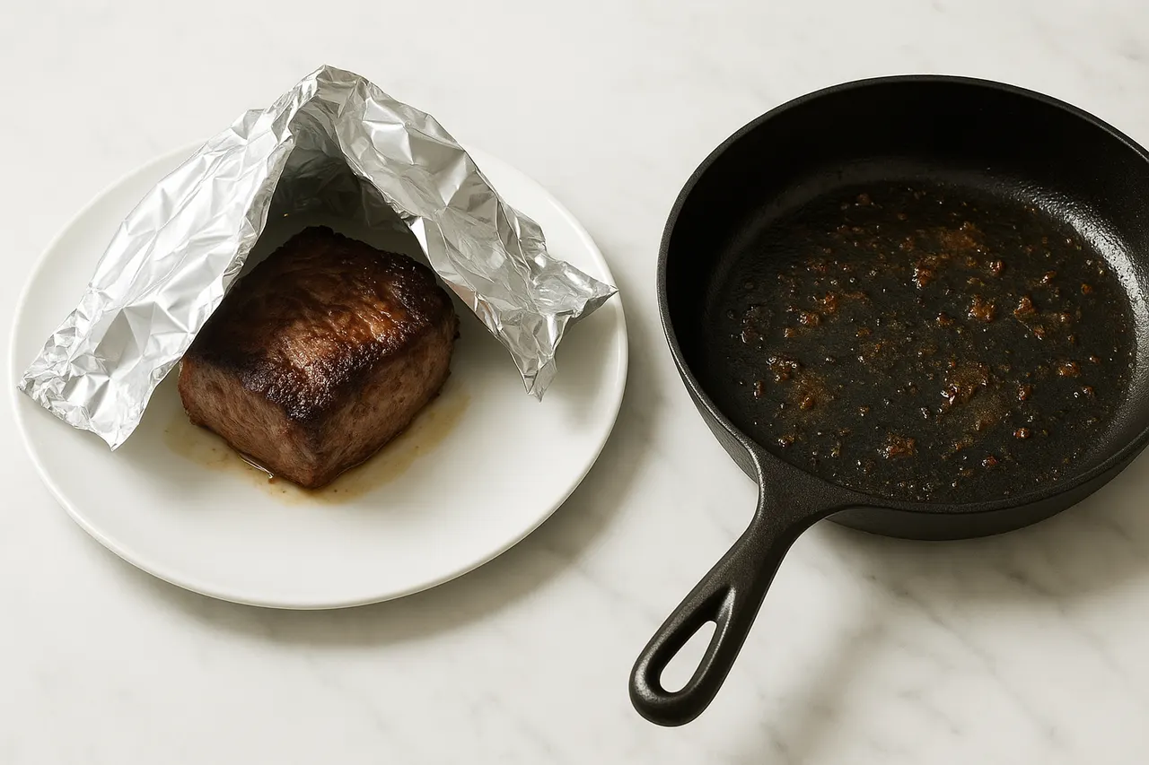 How to deglaze a pan and use the fond for flavor — Step 1: Remove food and rest