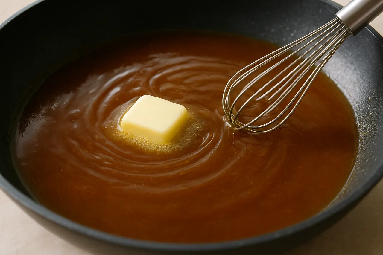 How to deglaze a pan and use the fond for flavor — Step 6: Enrich and finish the sauce