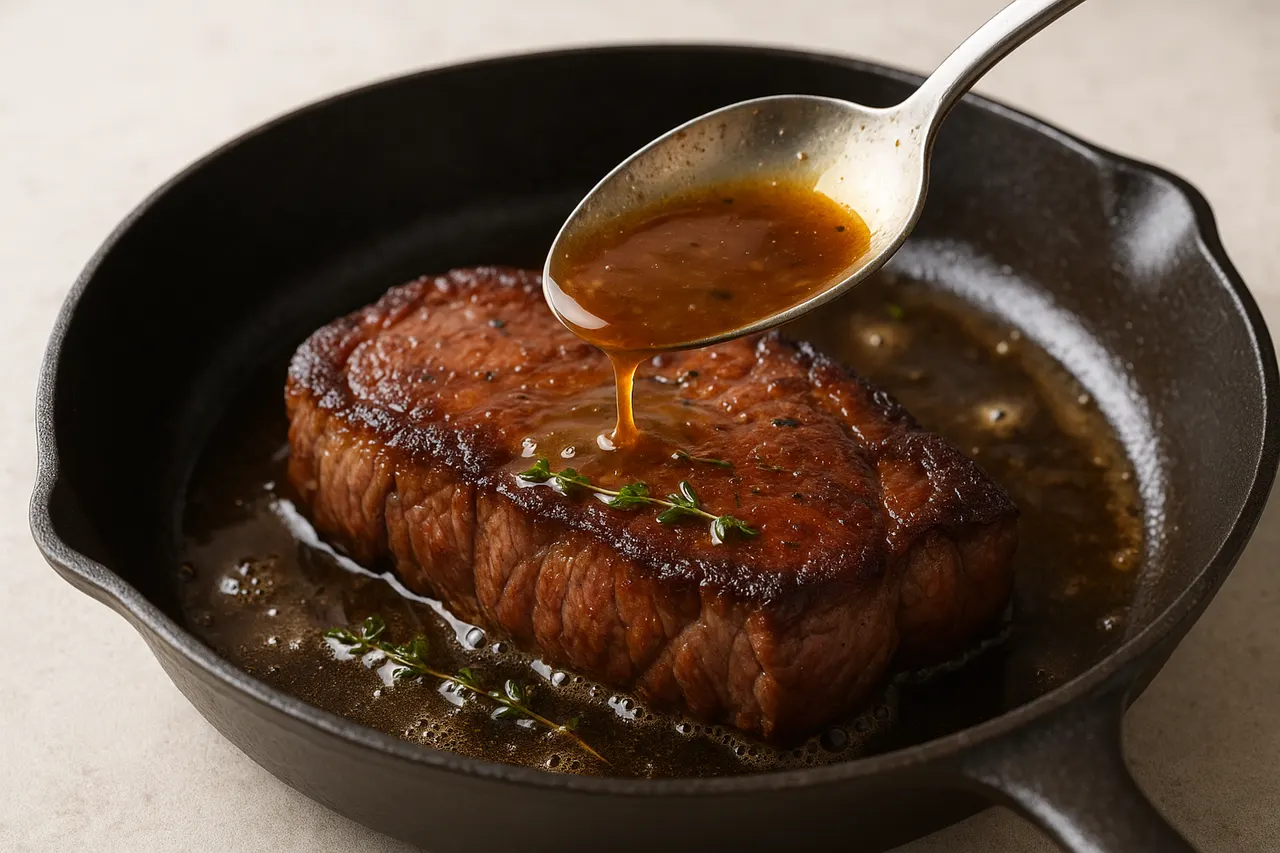 How to deglaze a pan and use the fond for flavor — Step 7: Return protein and serve