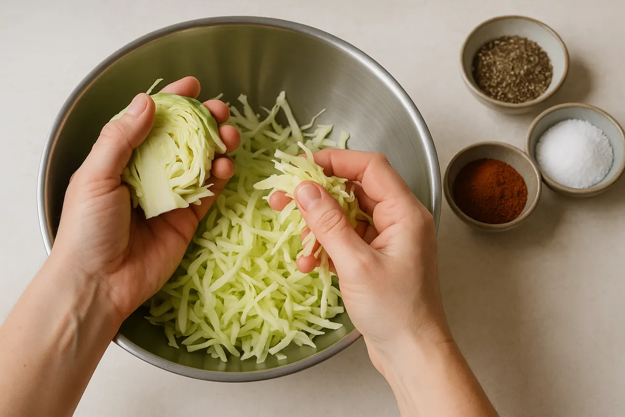 How to ferment vegetables at home (sauerkraut or kimchi) — Step 3: Shred or chop and season