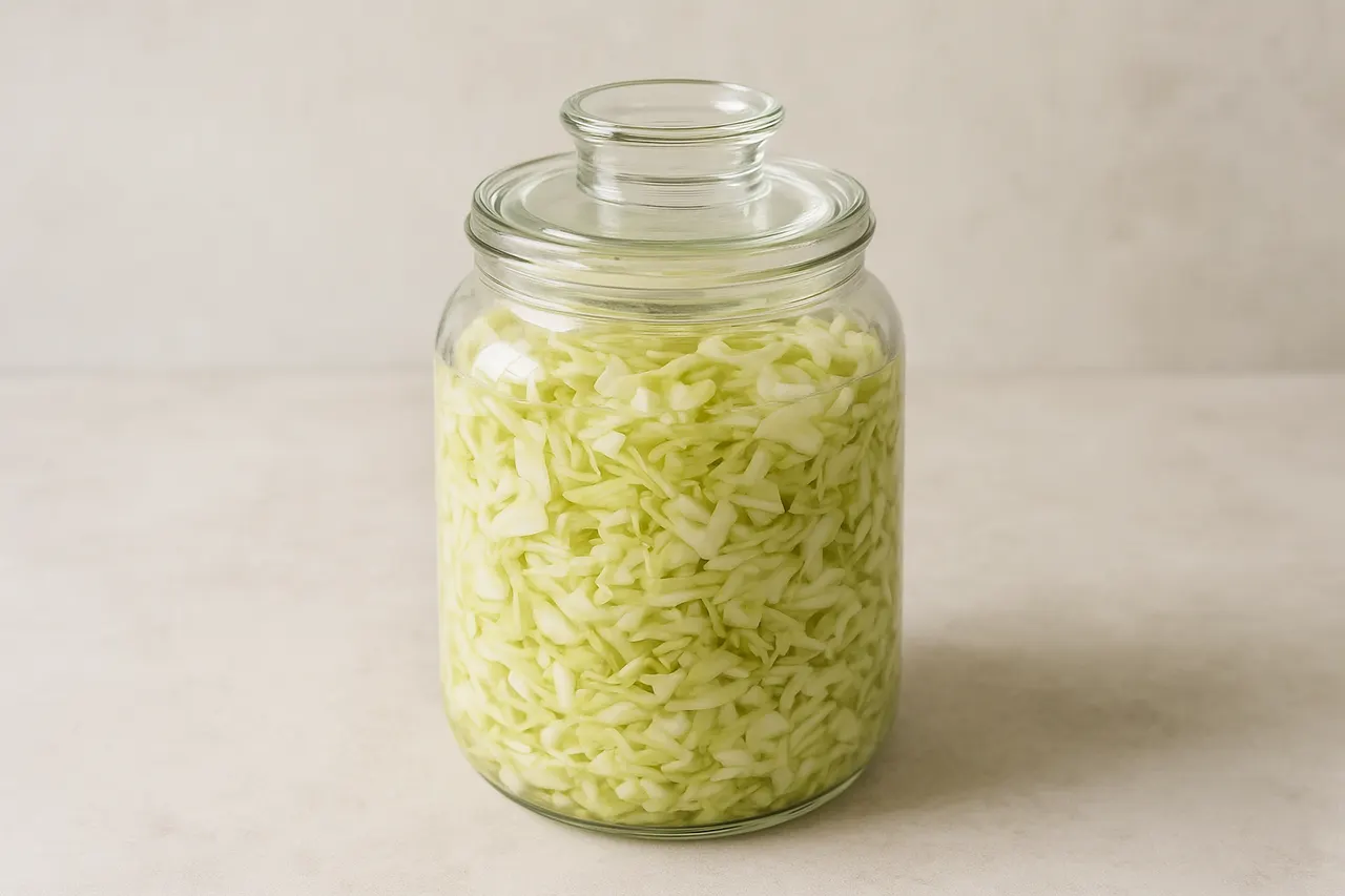 How to ferment vegetables at home (sauerkraut or kimchi) — Step 5: Pack into a clean fermentation vessel