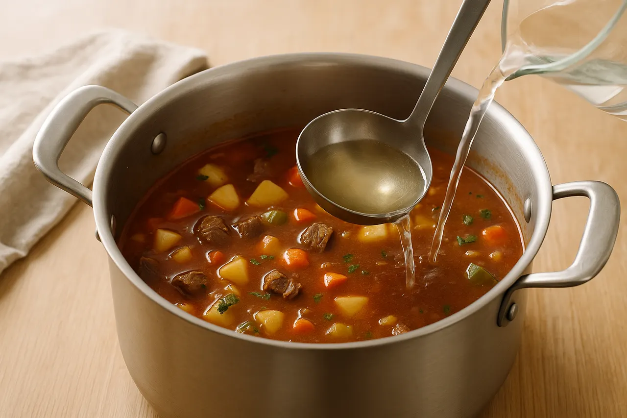 How to fix an oversalted soup or stew — Step 1: Remove and dilute with water