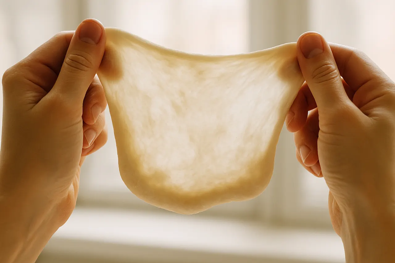 How to knead bread dough by hand effectively — Step 5: Test for windowpane