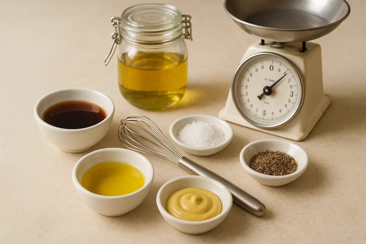 How to make a basic vinaigrette and properly emulsify dressings — Step 1: Gather ingredients and tools