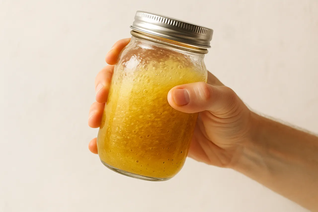 How to make a basic vinaigrette and properly emulsify dressings — Step 5: Jar-shake method for convenience