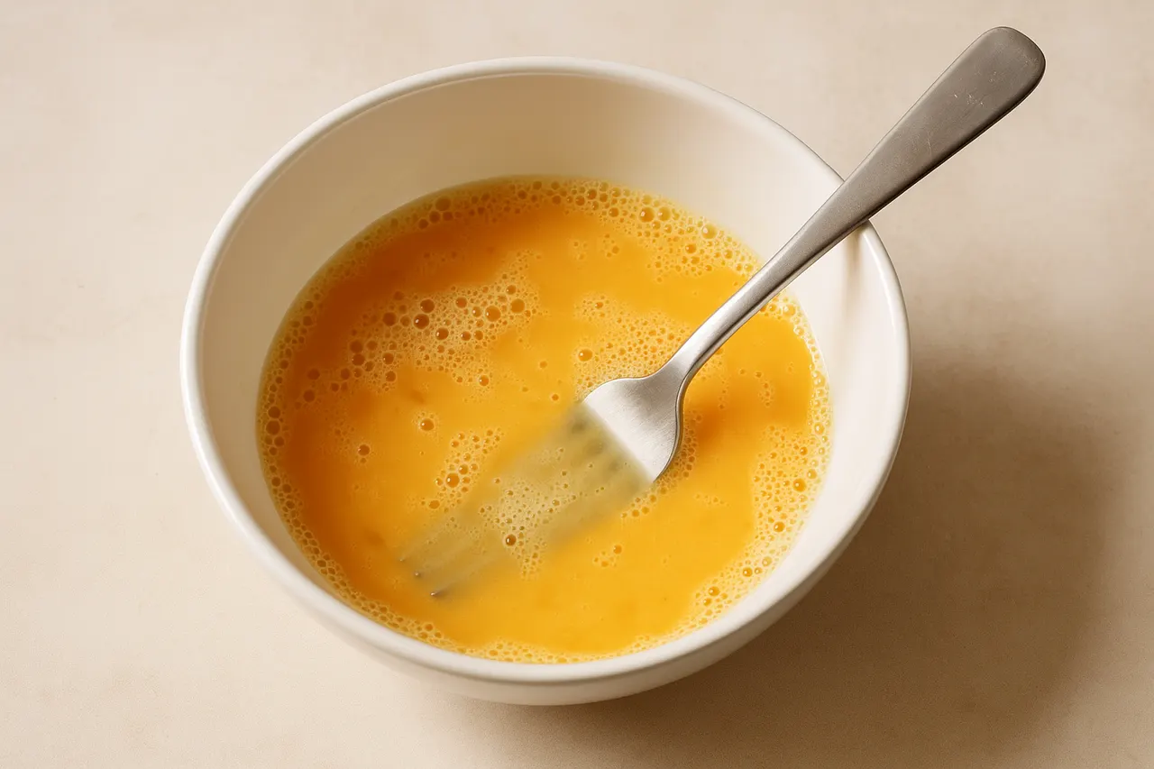 How to make a classic French omelette — Step 2: Crack and beat the eggs