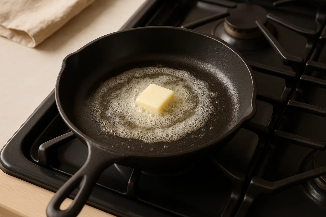 How to make a classic French omelette — Step 3: Heat the pan gently