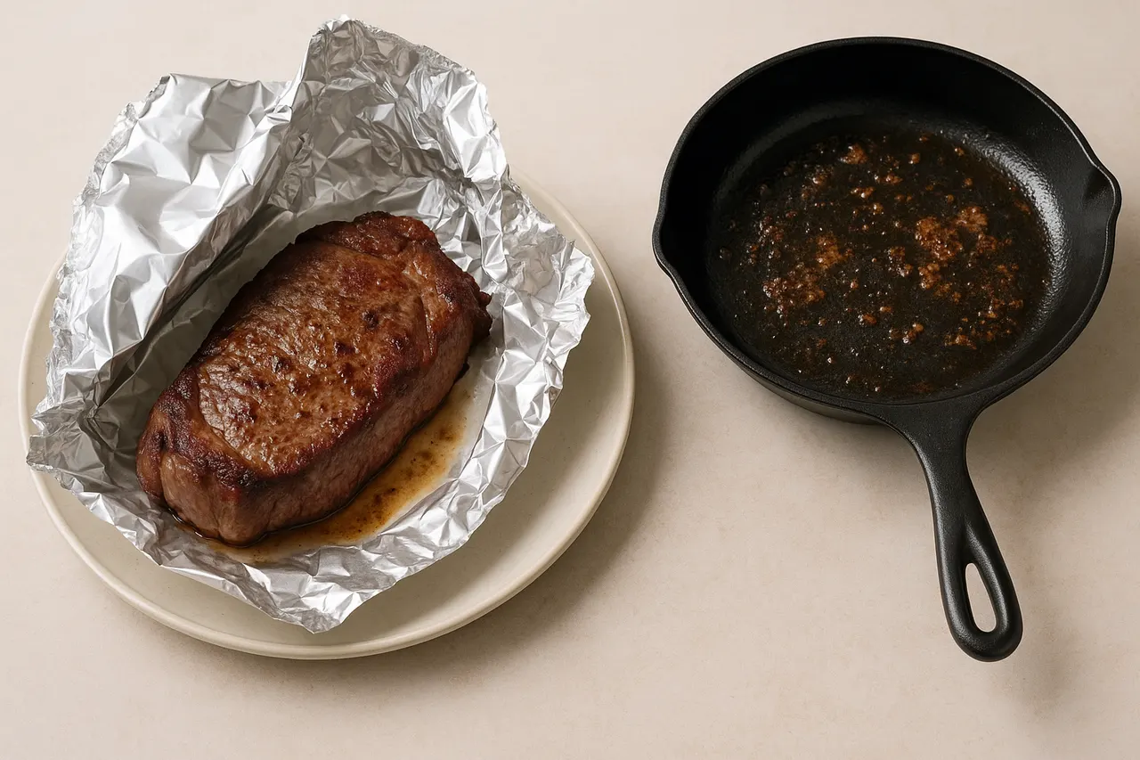 How to make a quick pan sauce after cooking meat — Step 1: Remove meat and rest