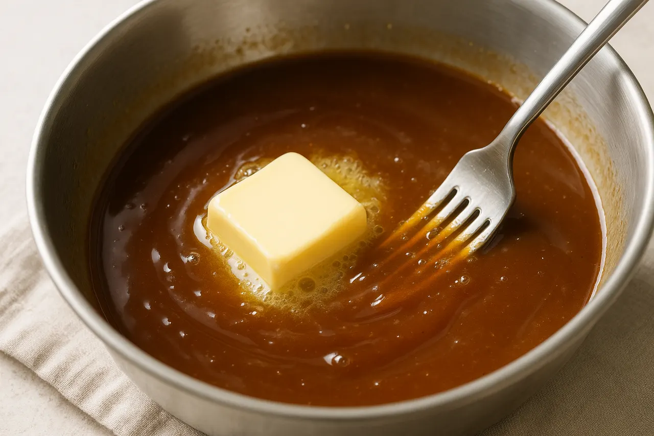 How to make a quick pan sauce after cooking meat — Step 6: Finish with butter or cream