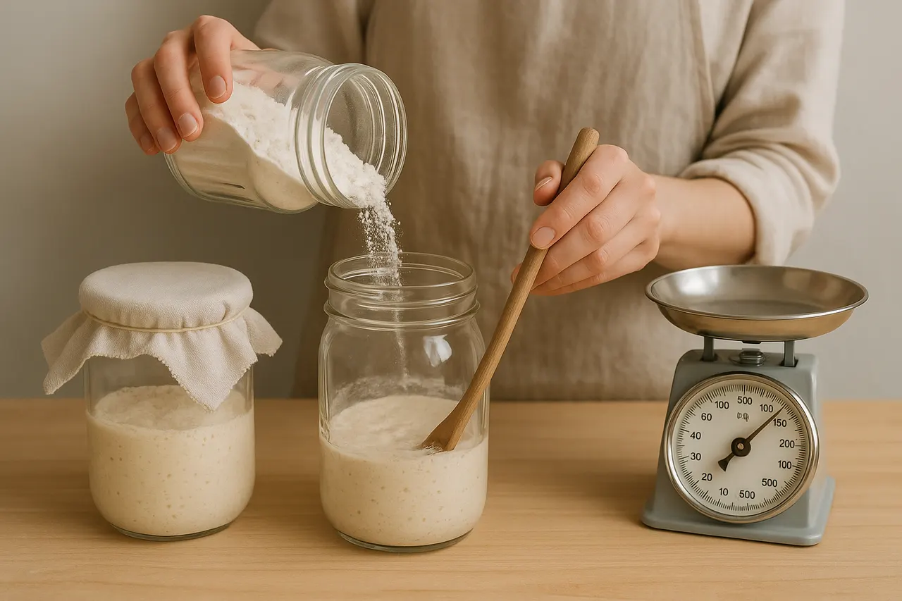How to make and maintain a sourdough starter — Step 4: Begin daily feedings