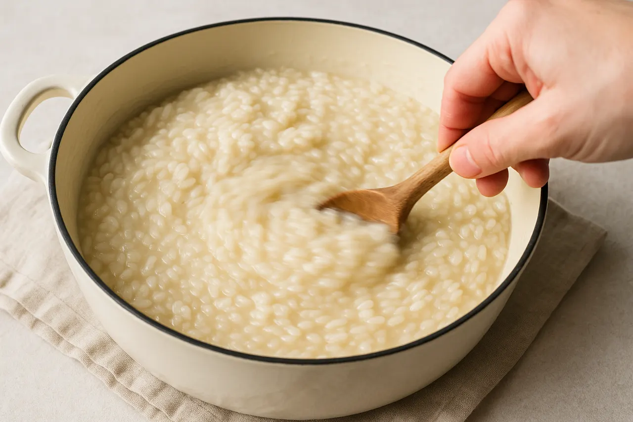 How to make creamy risotto without it becoming gluey — Step 6: Stir gently, not constantly