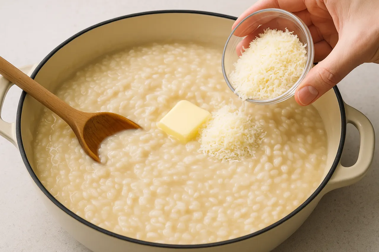 How to make creamy risotto without it becoming gluey — Step 7: Finish with fat and timing