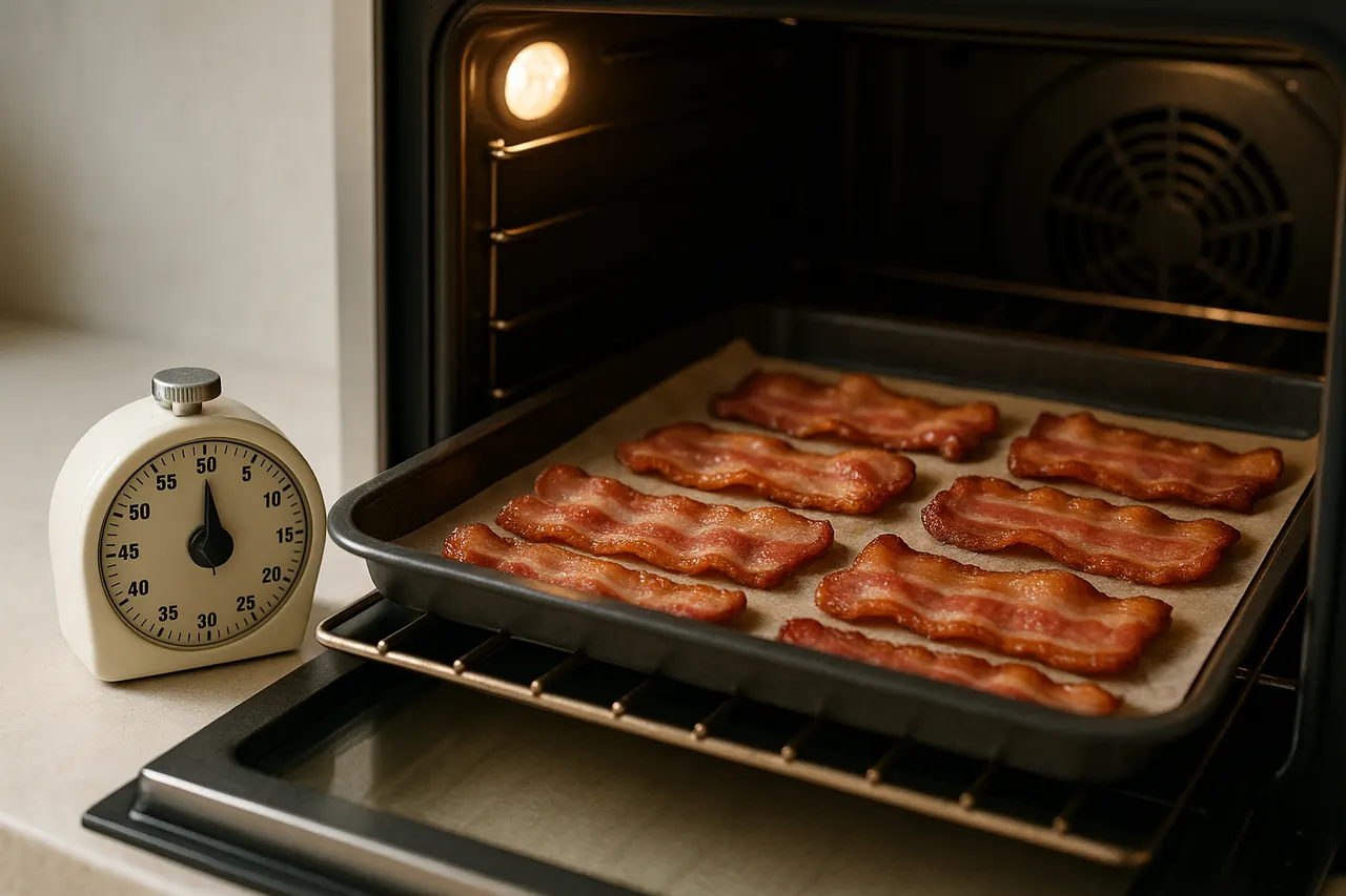 How to make perfectly crispy bacon in the oven — Step 6: Bake and monitor time