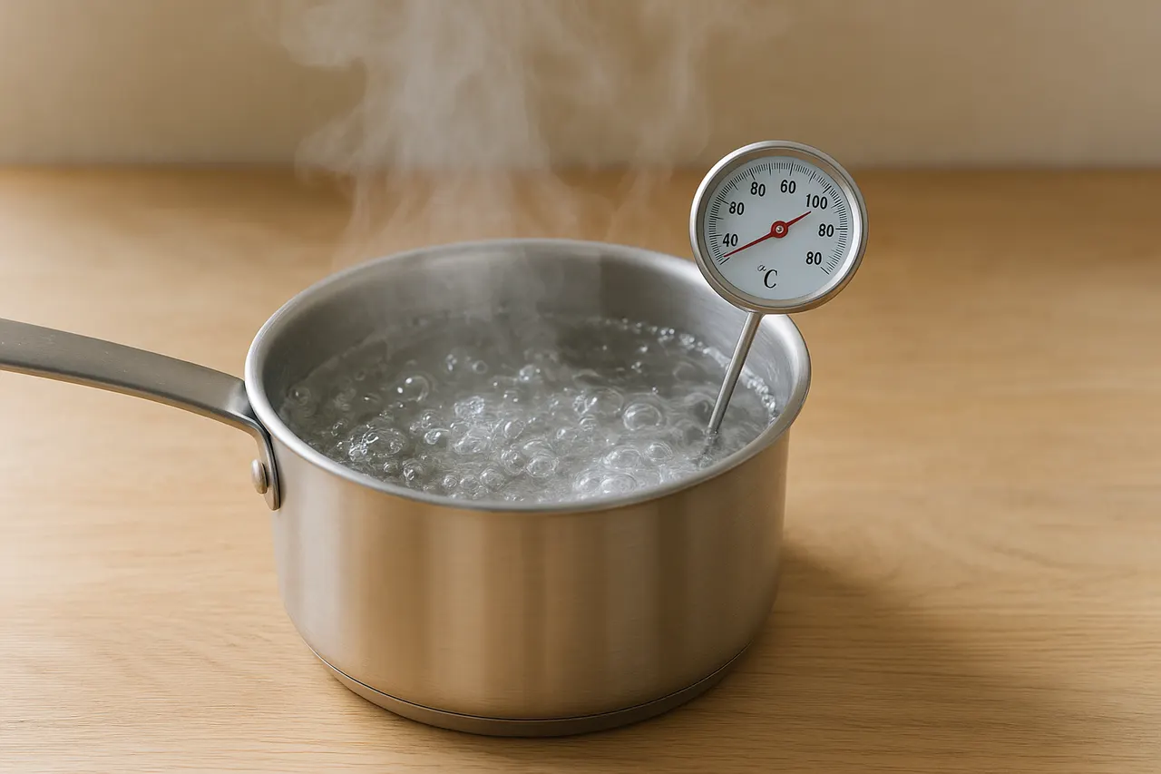 How to poach an egg with a runny yolk — Step 2: Bring water to a gentle simmer