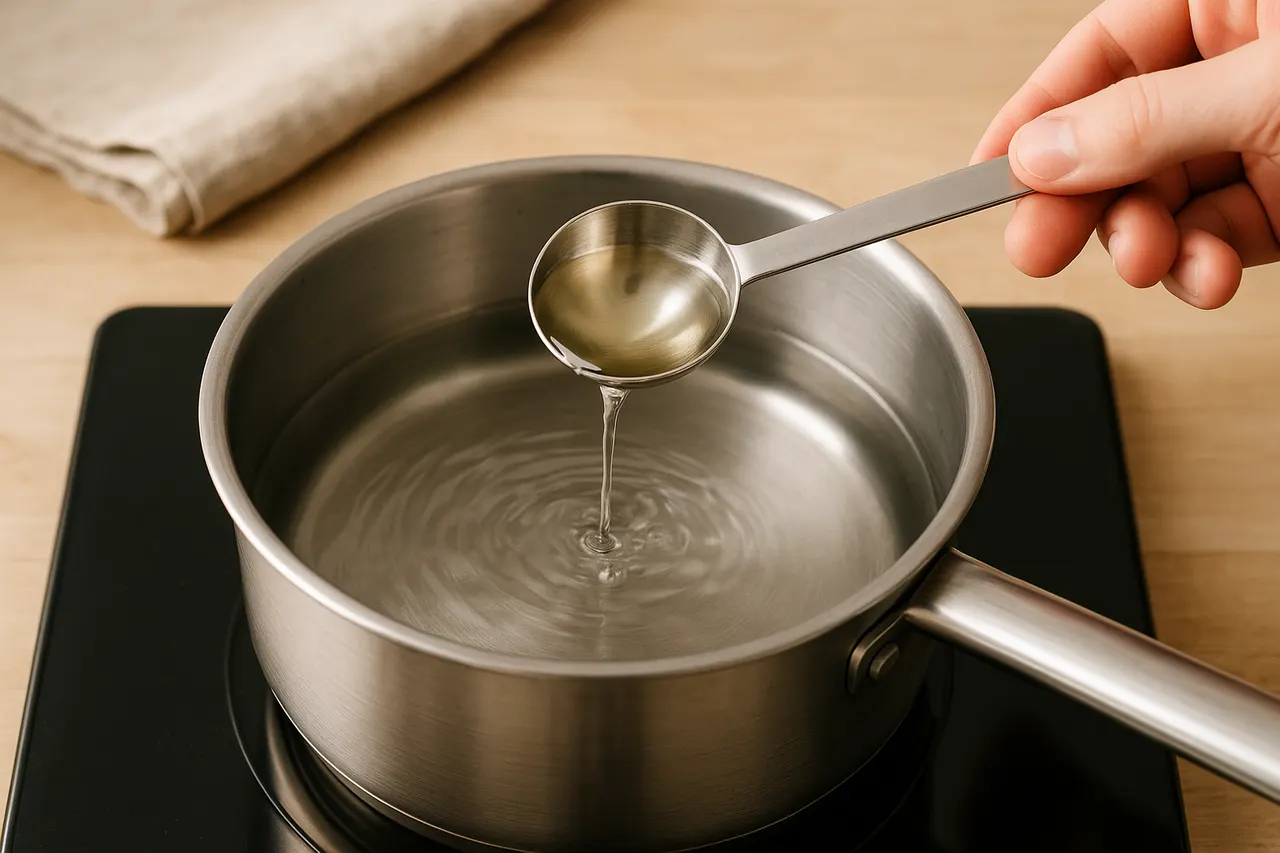 How to poach an egg with a runny yolk — Step 3: Add vinegar to stabilize