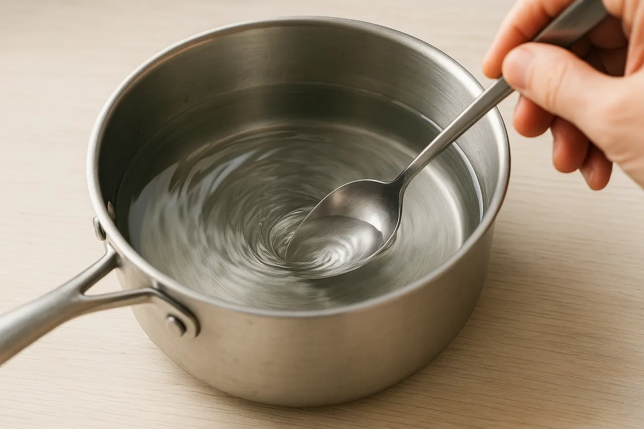 How to poach an egg with a runny yolk — Step 4: Create a gentle vortex