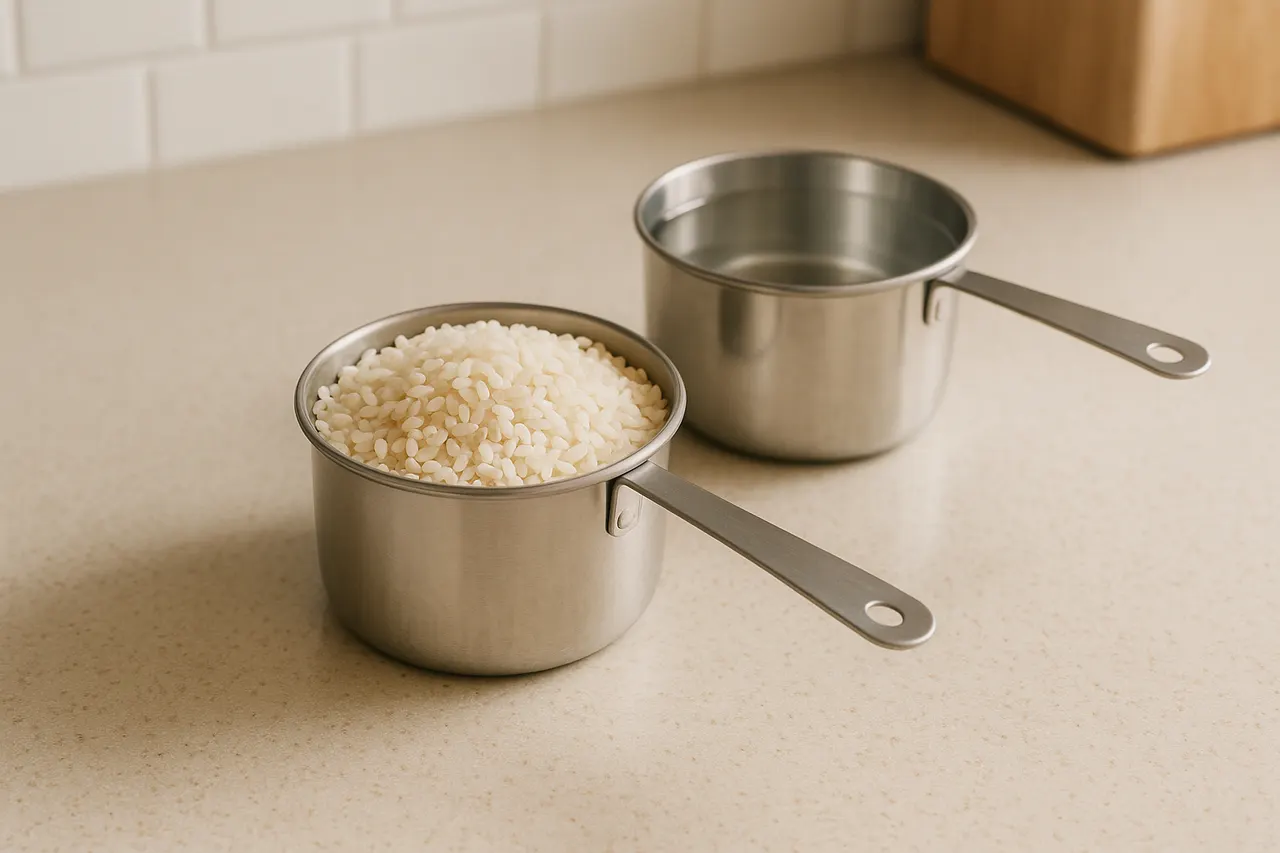 How to prevent rice from sticking to the pot — Step 1: Measure rice and water accurately