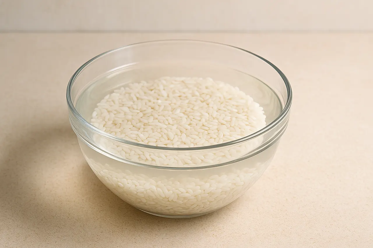 How to prevent rice from sticking to the pot — Step 3: Soak briefly when appropriate