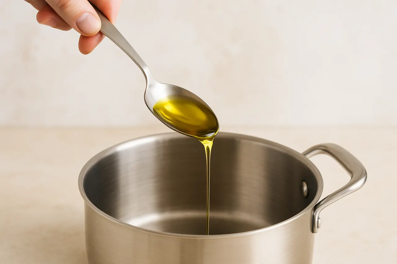How to prevent rice from sticking to the pot — Step 5: Add a bit of fat or oil