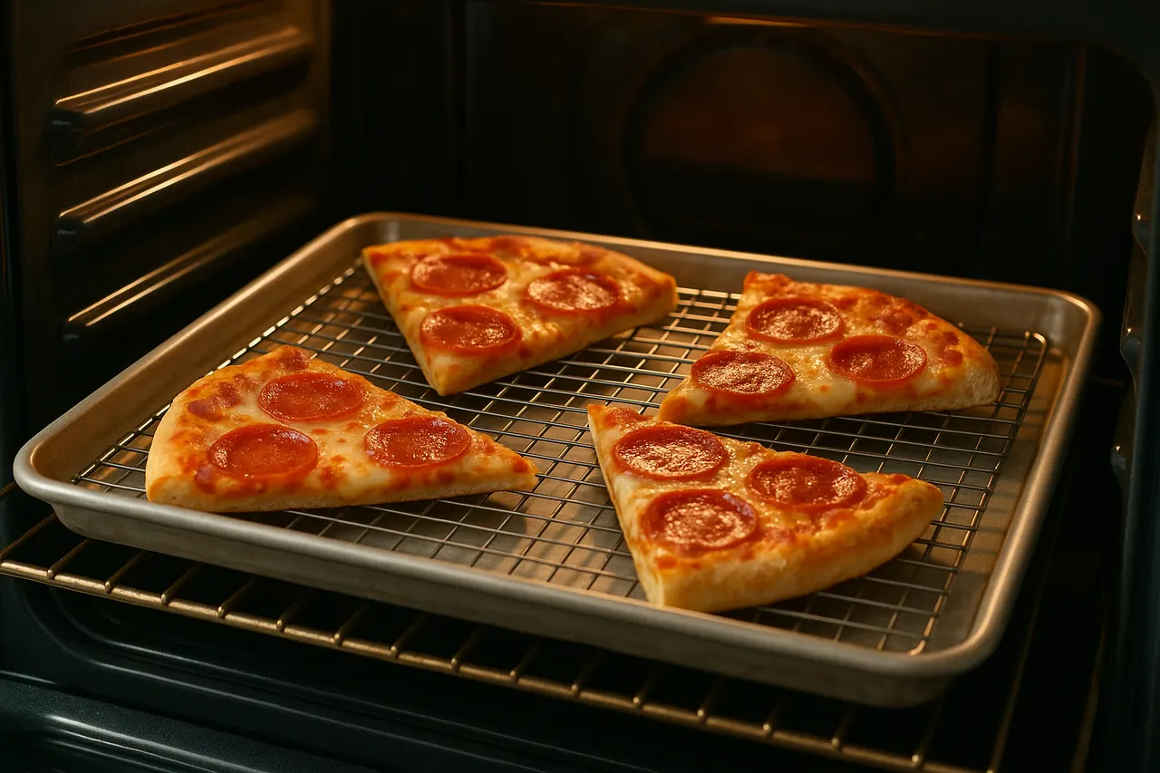How to reheat pizza so the crust stays crispy — Step 6: Use oven method for multiple slices