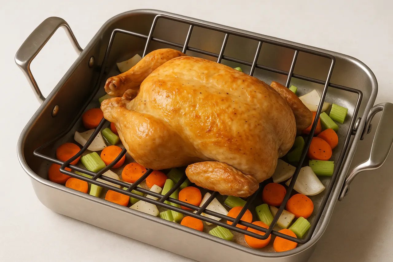 How to roast a whole chicken in the oven — Step 4: Use a roasting pan or sheet