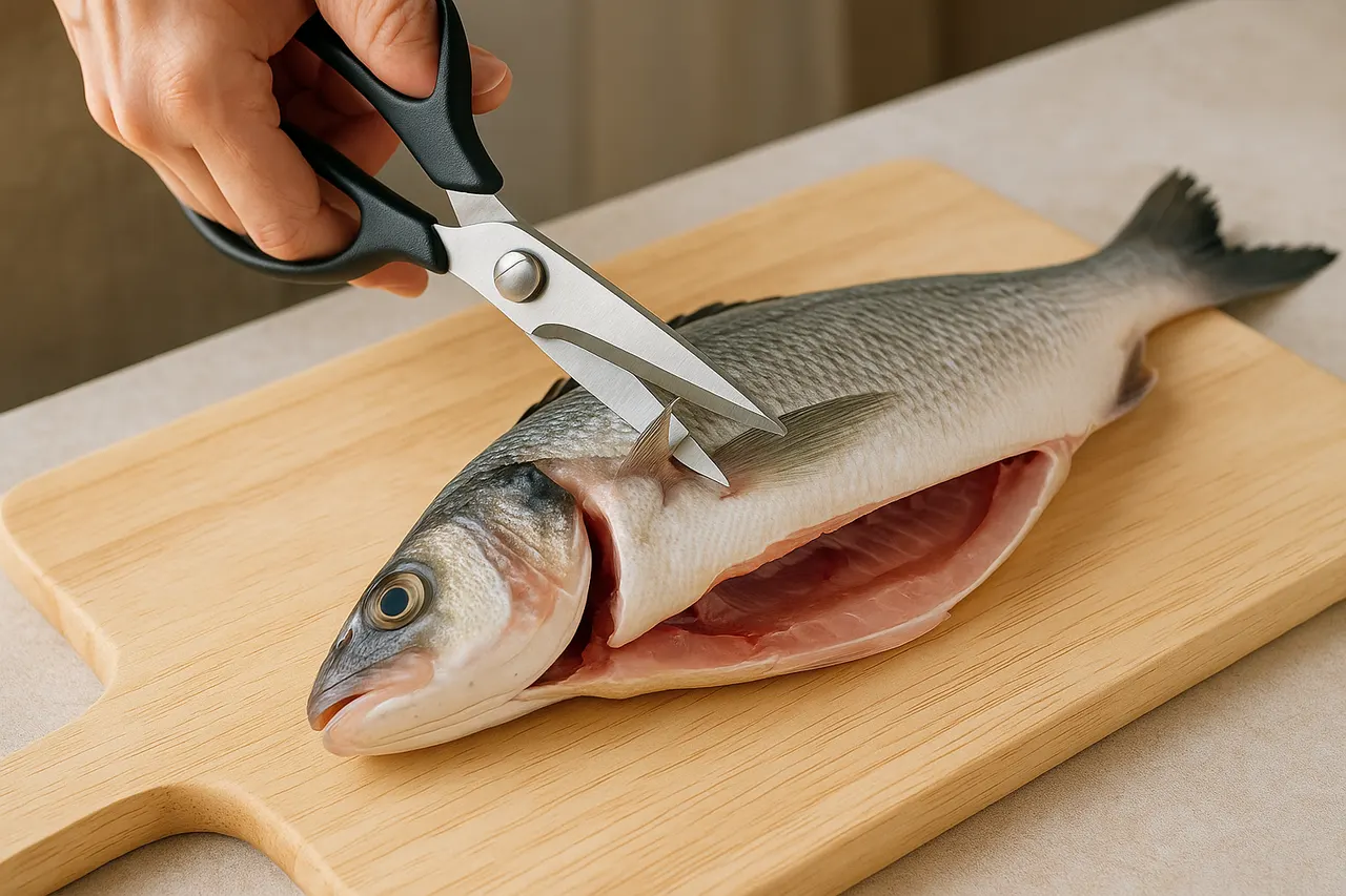 How to scale and fillet a whole fish — Step 4: Trim fins and open cavity