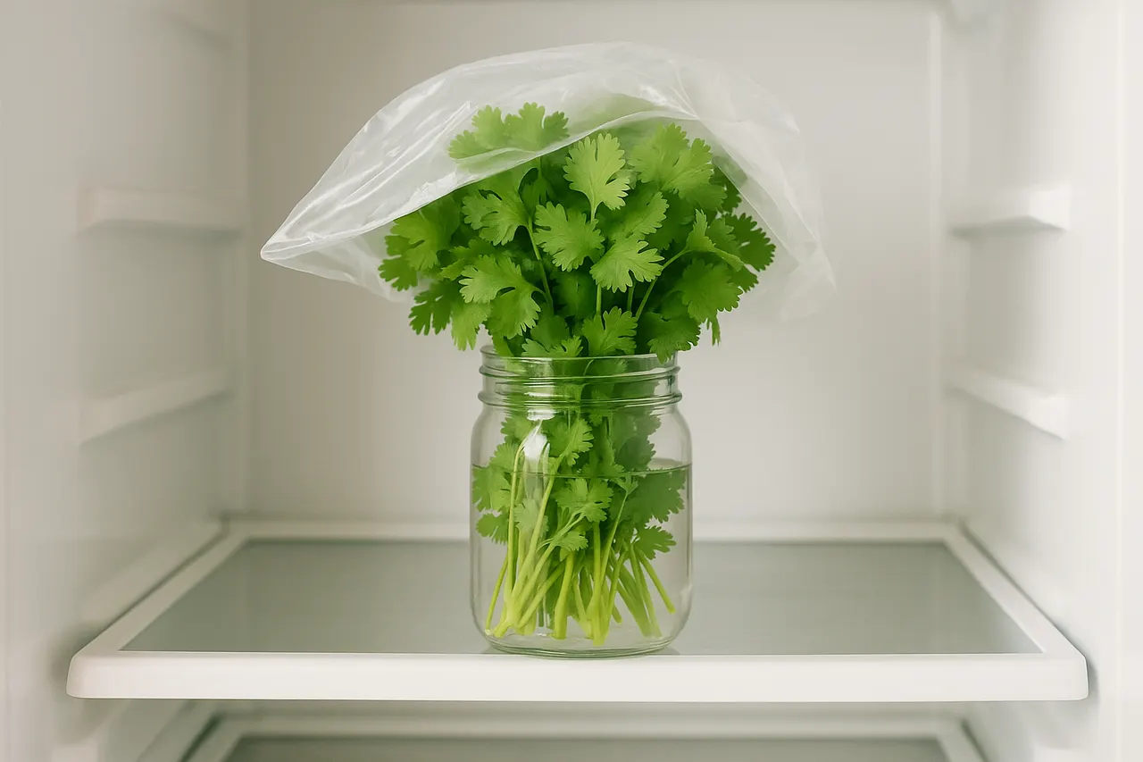 How to store fresh herbs to keep them longer — Step 4: Store tender herbs in water