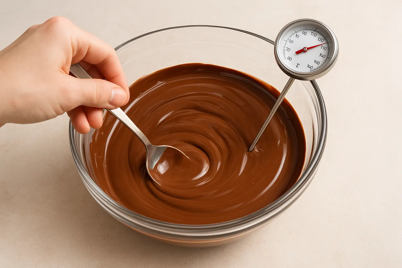 How to temper chocolate for a glossy, snap finish — Step 4: Cool to temper range