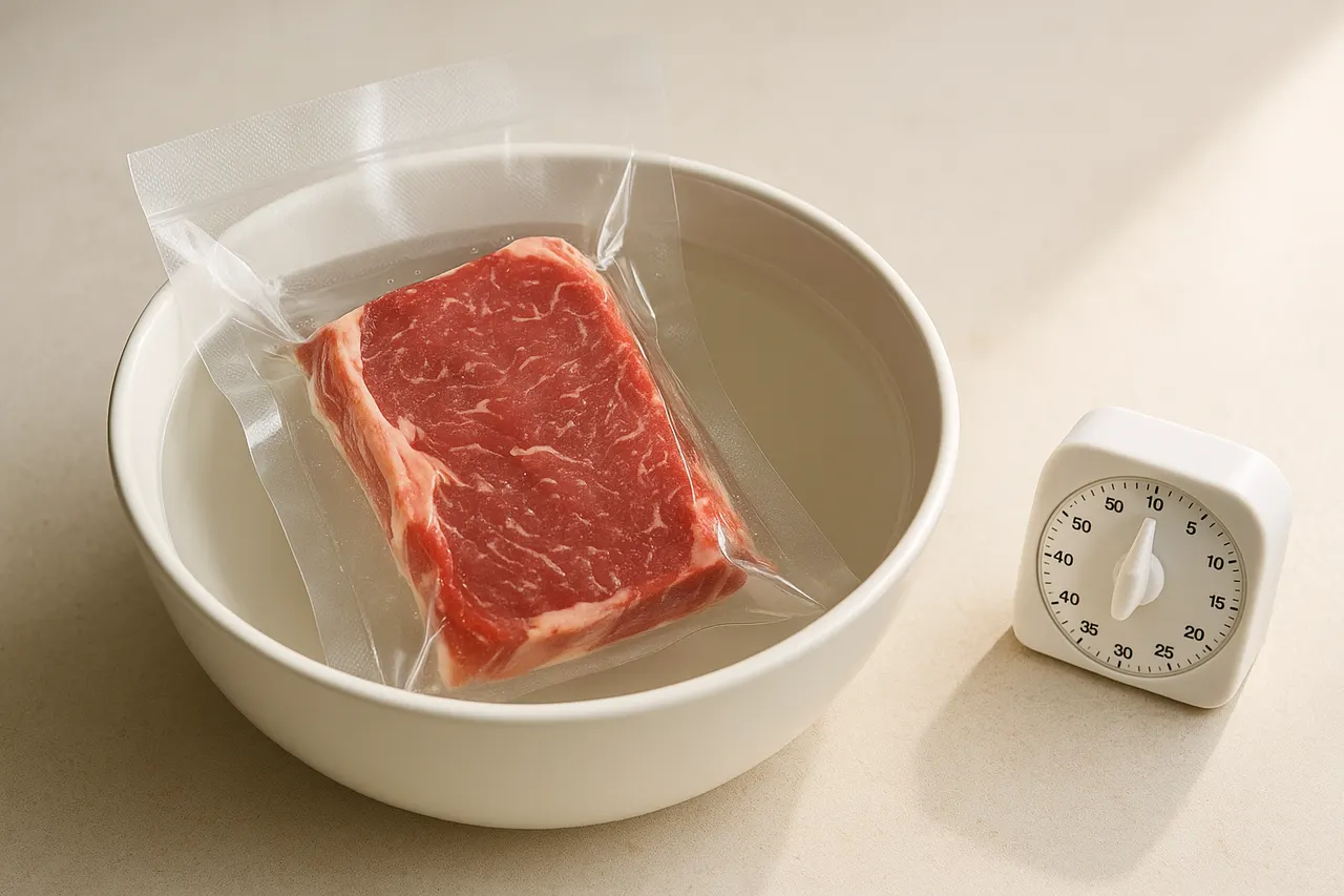 How to thaw frozen meat safely and quickly — Step 2: Use the cold-water bath method