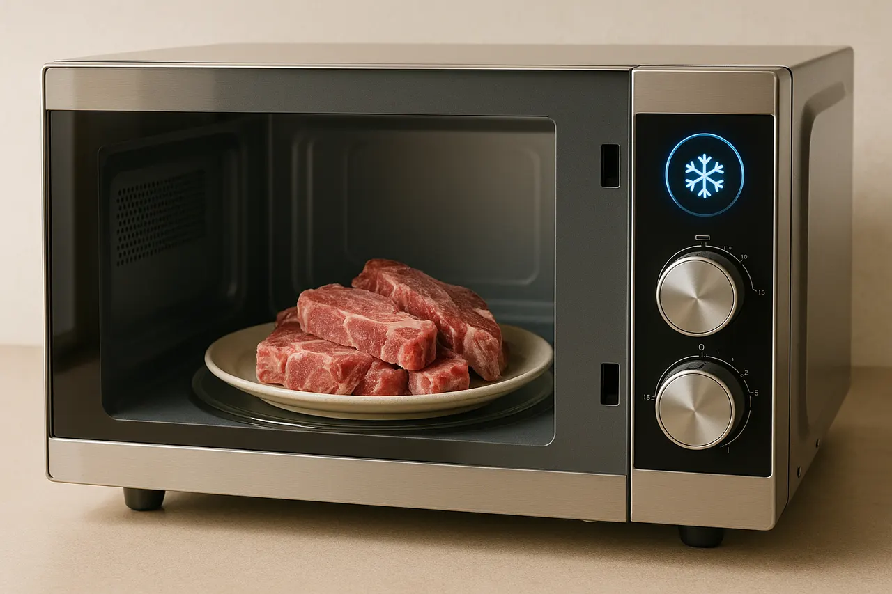 How to thaw frozen meat safely and quickly — Step 3: Microwave thaw for speed
